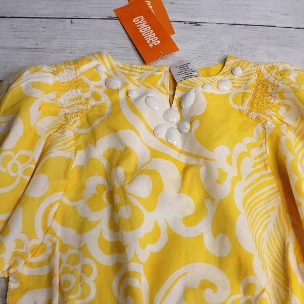 Gymboree Vintage Girl's Top Shorts Ring Size 4 Yellow Geo Collection Lot